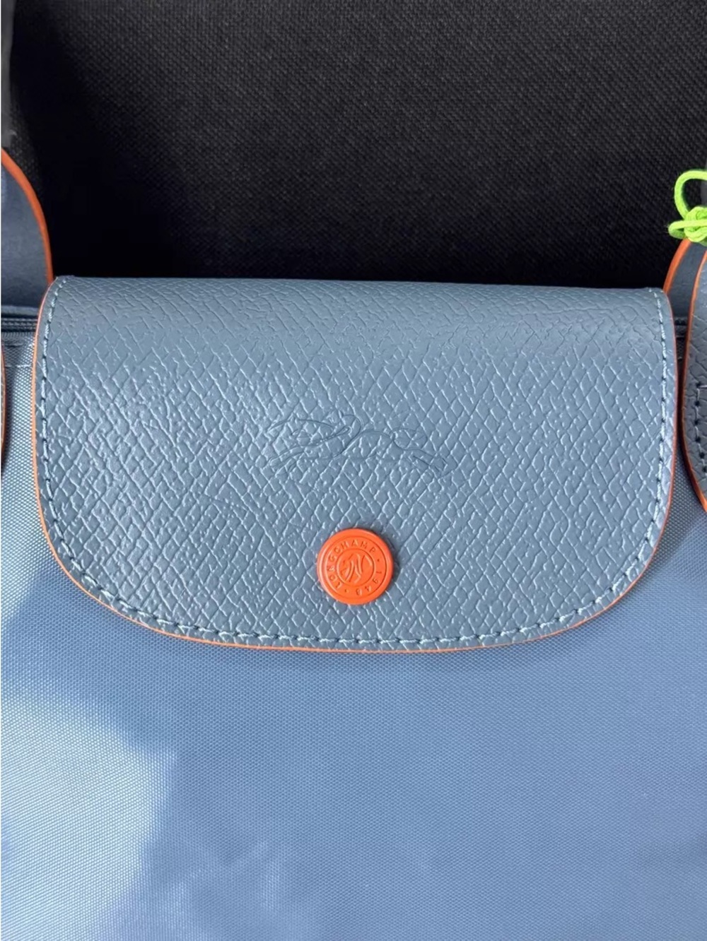 Longchamp Blue Tote with Orange Trim and Logo - Picture 6 of 6